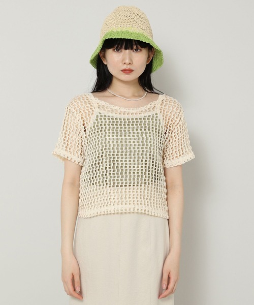 ALAND(エーランド)の「3.3 Field Trip/MESH CROP TOP 2353159(Tシャツ/カットソー・レディース・クリーム/ブラック・FREE)」の13枚目の写真