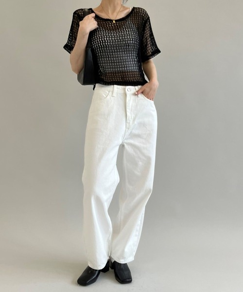 ALAND(エーランド)の「3.3 Field Trip/MESH CROP TOP 2353159(Tシャツ/カットソー・レディース・クリーム/ブラック・FREE)」の3枚目の写真