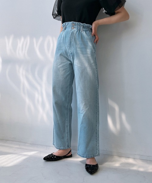 AS KNOW AS plus（アズノゥアズプラス）の「♪後レースアップ ハイウエストデニムパンツ（デニムパンツ・レディース・オフホワイト/ブラック/ライトカーキ/ケミカルウォッシュ/サックスブルー/ブラウン系その他/ブラック系その他/ホワイト系その他/カーキ/ホワイト系/インディゴブルー/ブラック系/ピンク/ブラウン系/サックスブルー系/ミント/ブルー系/ブルー系1/ネイビー系/サックスブルー系2/ブルー系2/ブラック系2/ネイビー系1/イエロー系/グレー系・FREE）」の20枚目の写真