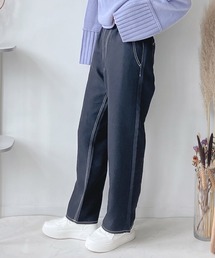 ♪後レースアップ ハイウエストデニムパンツ