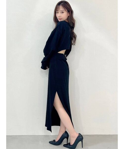 RESEXXY（リゼクシー）の「バックオープンスウェットワンピース（ワンピース・レディース・ブラック/ブルー/モカ・FREE）」の8枚目の写真