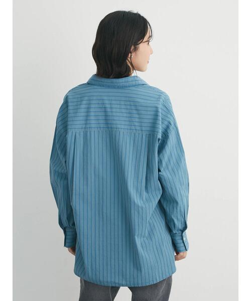 Green　Parks（グリーンパークス）の「高密度 ストライプ付衿きシャツ（シャツ/ブラウス・レディース・ブルー/ネイビー/ピンク・FREE）」の10枚目の写真