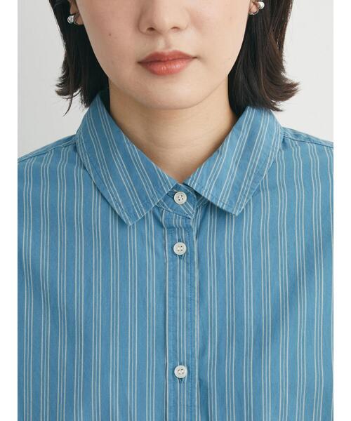 Green　Parks（グリーンパークス）の「高密度 ストライプ付衿きシャツ（シャツ/ブラウス・レディース・ブルー/ネイビー/ピンク・FREE）」の11枚目の写真