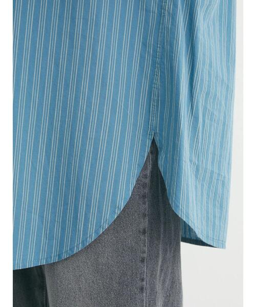 Green　Parks（グリーンパークス）の「高密度 ストライプ付衿きシャツ（シャツ/ブラウス・レディース・ブルー/ネイビー/ピンク・FREE）」の14枚目の写真