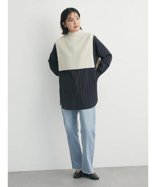 Green　Parks（グリーンパークス）の「高密度 ストライプ付衿きシャツ（シャツ/ブラウス・レディース・ブルー/ネイビー/ピンク・FREE）」の15枚目の写真