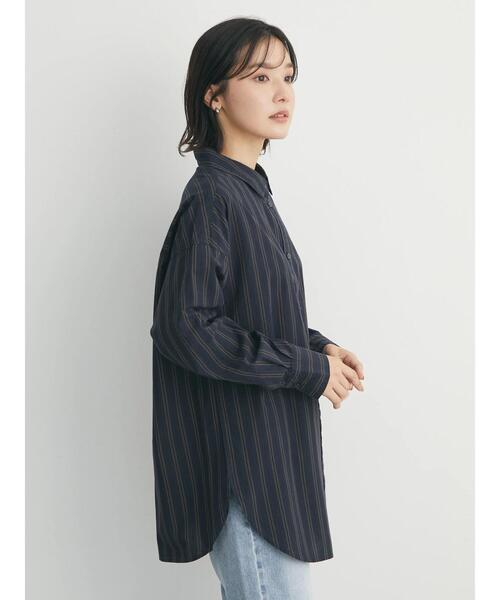 Green　Parks（グリーンパークス）の「高密度 ストライプ付衿きシャツ（シャツ/ブラウス・レディース・ブルー/ネイビー/ピンク・FREE）」の21枚目の写真