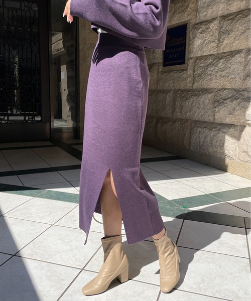 StyleSea(スタイルシー)の「クロップド丈カーディガン&ニットスカート セットアップ(カーディガン/ボレロ・レディース・ベージュ/パープル/オフホワイト/チャコール・MEDIUM)」の19枚目の写真