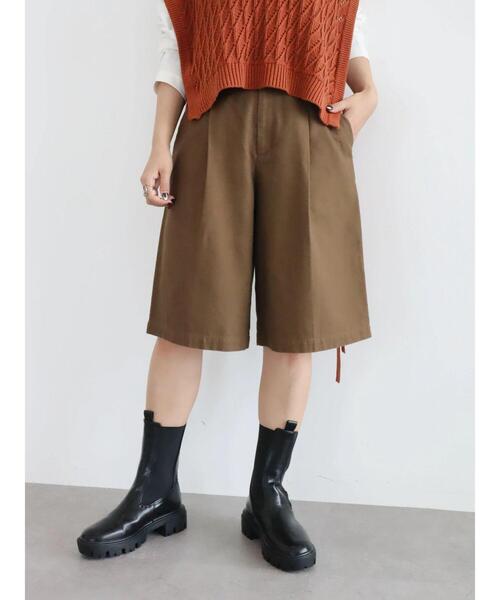 Green　Parks（グリーンパークス）の「ヘビーツイルハーフパンツ（その他パンツ・レディース・ベージュ/ブラウン/ブラック・FREE）」の7枚目の写真