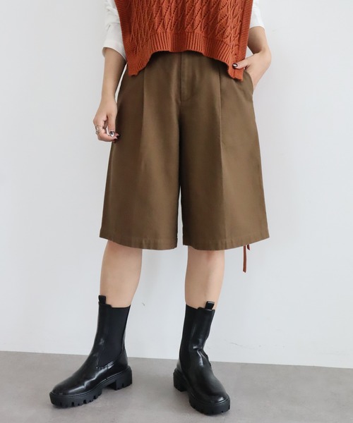 Green　Parks（グリーンパークス）の「ヘビーツイルハーフパンツ（その他パンツ・レディース・ベージュ/ブラウン/ブラック・FREE）」の3枚目の写真