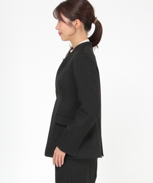 IKKA LOUNGE（イッカラウンジ）の「【セットアップ対応】ウールライクV襟裏付きジャケット（テーラードジャケット・レディース・モカ/ブラック・L/M）」の11枚目の写真