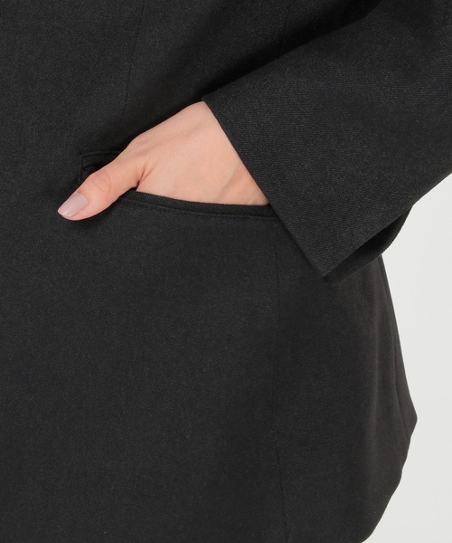 IKKA LOUNGE（イッカラウンジ）の「【セットアップ対応】ウールライクV襟裏付きジャケット（テーラードジャケット・レディース・モカ/ブラック・L/M）」の18枚目の写真