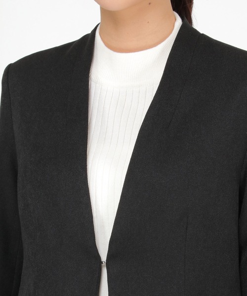 IKKA LOUNGE（イッカラウンジ）の「【セットアップ対応】ウールライクV襟裏付きジャケット（テーラードジャケット・レディース・モカ/ブラック・L/M）」の15枚目の写真