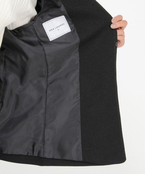 IKKA LOUNGE（イッカラウンジ）の「【セットアップ対応】ウールライクV襟裏付きジャケット（テーラードジャケット・レディース・モカ/ブラック・L/M）」の17枚目の写真