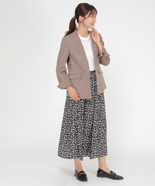 IKKA LOUNGE（イッカラウンジ）の「【セットアップ対応】ウールライクV襟裏付きジャケット（テーラードジャケット・レディース・モカ/ブラック・L/M）」の7枚目の写真