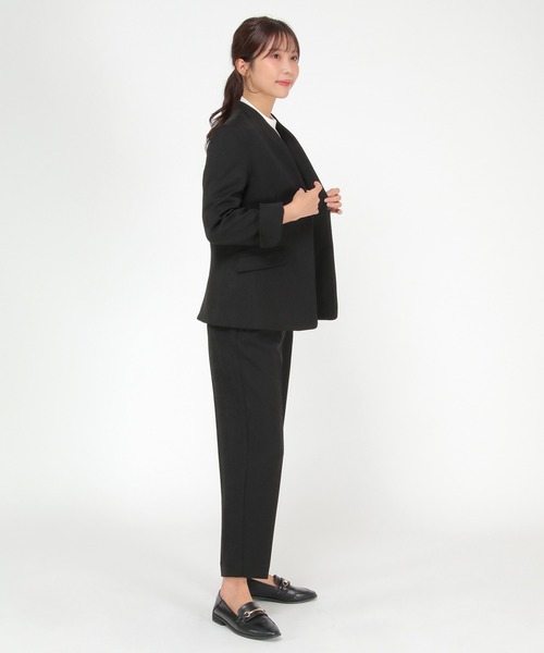 IKKA LOUNGE（イッカラウンジ）の「【セットアップ対応】ウールライクV襟裏付きジャケット（テーラードジャケット・レディース・モカ/ブラック・L/M）」の3枚目の写真