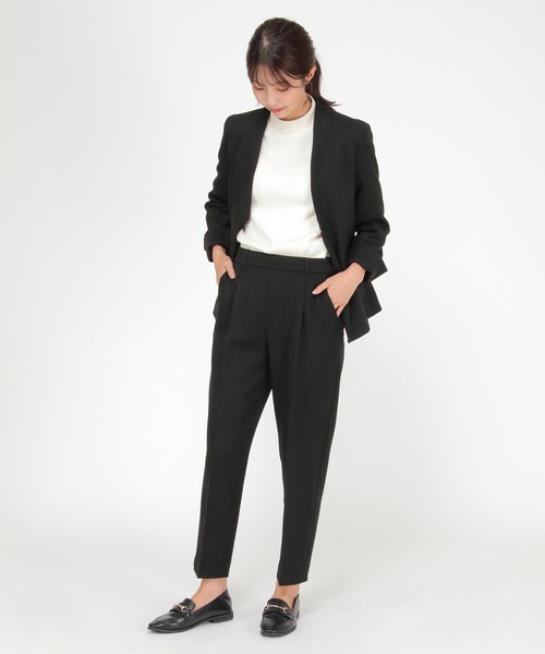 IKKA LOUNGE（イッカラウンジ）の「【セットアップ対応】ウールライクV襟裏付きジャケット（テーラードジャケット・レディース・モカ/ブラック・L/M）」の4枚目の写真