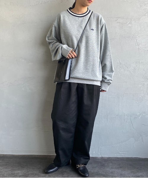 セール】[LACOSTE/ラコステ] リブライン ワンポイントロゴクルー