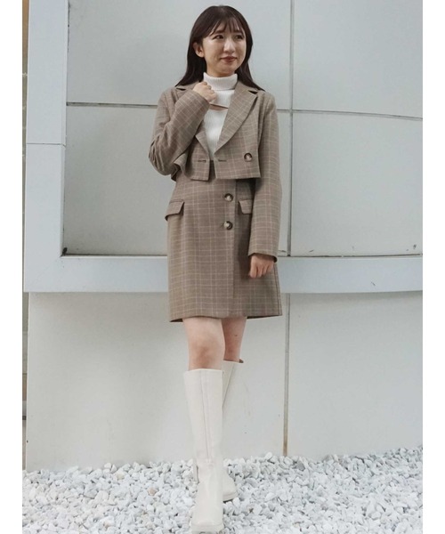 MERCURYDUO（マーキュリーデュオ）の「ハイウエスト釦デザインミニスカート（スカート・レディース・ダークブラウン/ベージュ/グレー・SMALL/MEDIUM）」の17枚目の写真