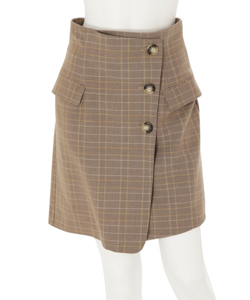 MERCURYDUO（マーキュリーデュオ）の「ハイウエスト釦デザインミニスカート（スカート・レディース・ダークブラウン/ベージュ/グレー・SMALL/MEDIUM）」の21枚目の写真
