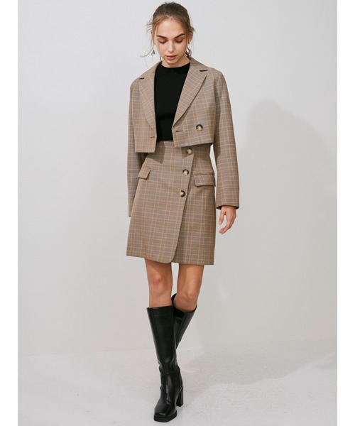 MERCURYDUO（マーキュリーデュオ）の「ハイウエスト釦デザインミニスカート（スカート・レディース・ダークブラウン/ベージュ/グレー・SMALL/MEDIUM）」の5枚目の写真