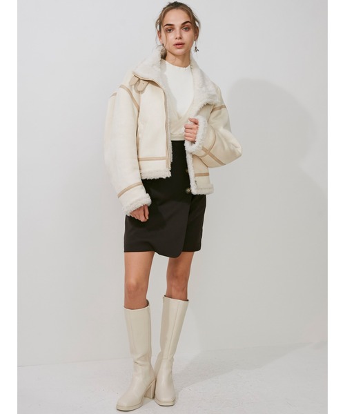 MERCURYDUO（マーキュリーデュオ）の「ハイウエスト釦デザインミニスカート（スカート・レディース・ダークブラウン/ベージュ/グレー・SMALL/MEDIUM）」の12枚目の写真