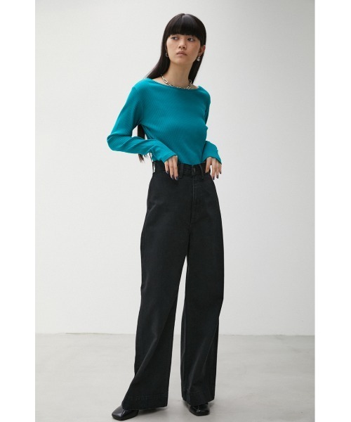 AZUL by moussy（アズールバイマウジー）の「2WAY RIB LONG SLEEVE TOPS/2WAYリブロングスリーブトップス（Tシャツ/カットソー・レディース・ブラック/ターコイズブルー/ライトブラウン/オフホワイト・MEDIUM/SMALL）」の13枚目の写真