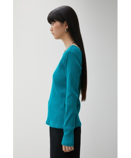 AZUL by moussy（アズールバイマウジー）の「2WAY RIB LONG SLEEVE TOPS/2WAYリブロングスリーブトップス（Tシャツ/カットソー・レディース・ブラック/ターコイズブルー/ライトブラウン/オフホワイト・MEDIUM/SMALL）」の11枚目の写真