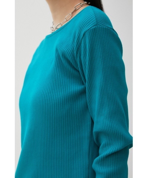 AZUL by moussy（アズールバイマウジー）の「2WAY RIB LONG SLEEVE TOPS/2WAYリブロングスリーブトップス（Tシャツ/カットソー・レディース・ブラック/ターコイズブルー/ライトブラウン/オフホワイト・MEDIUM/SMALL）」の8枚目の写真