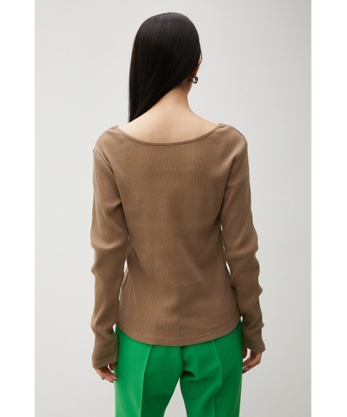 AZUL by moussy（アズールバイマウジー）の「2WAY RIB LONG SLEEVE TOPS/2WAYリブロングスリーブトップス（Tシャツ/カットソー・レディース・ブラック/ターコイズブルー/ライトブラウン/オフホワイト・MEDIUM/SMALL）」の21枚目の写真