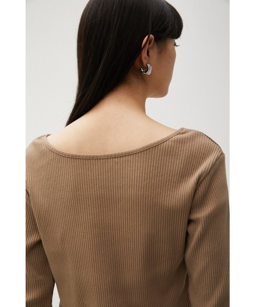 AZUL by moussy（アズールバイマウジー）の「2WAY RIB LONG SLEEVE TOPS/2WAYリブロングスリーブトップス（Tシャツ/カットソー・レディース・ブラック/ターコイズブルー/ライトブラウン/オフホワイト・MEDIUM/SMALL）」の19枚目の写真