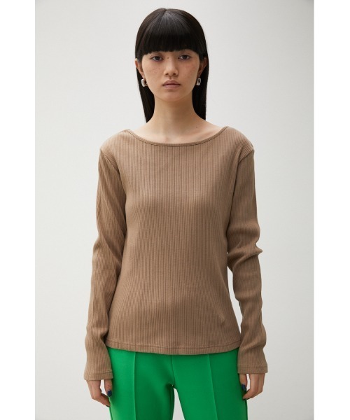 AZUL by moussy（アズールバイマウジー）の「2WAY RIB LONG SLEEVE TOPS/2WAYリブロングスリーブトップス（Tシャツ/カットソー・レディース・ブラック/ターコイズブルー/ライトブラウン/オフホワイト・MEDIUM/SMALL）」の17枚目の写真