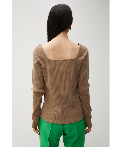 AZUL by moussy（アズールバイマウジー）の「2WAY RIB LONG SLEEVE TOPS/2WAYリブロングスリーブトップス（Tシャツ/カットソー・レディース・ブラック/ターコイズブルー/ライトブラウン/オフホワイト・MEDIUM/SMALL）」の16枚目の写真