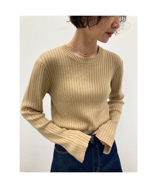 BLACK BY MOUSSY（ブラックバイマウジー）の「sleeve slit knit tops 