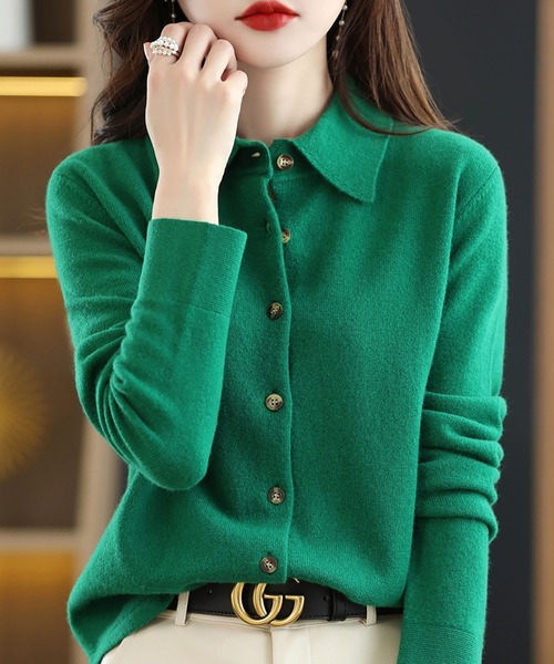 セール】ニット 襟付き カーディガン（カーディガン/ボレロ）｜RUUX  