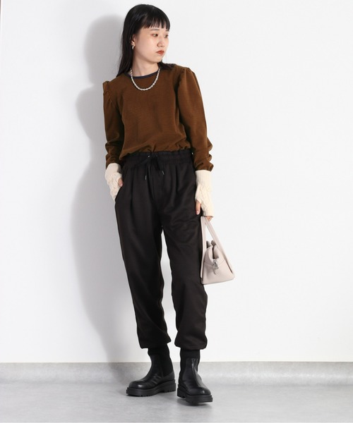 cepo（セポ）の「ボーダーパフスリーブロンＴｅｅ（Tシャツ/カットソー・レディース・ブラウン/ブラック/オフホワイト/アイボリー・M）」の4枚目の写真