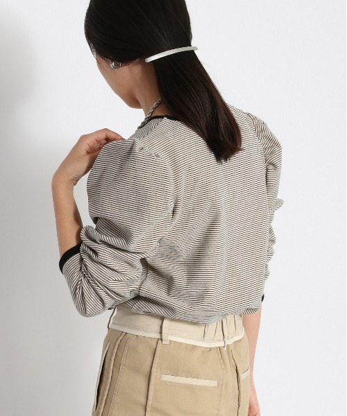 cepo（セポ）の「ボーダーパフスリーブロンＴｅｅ（Tシャツ/カットソー・レディース・ブラウン/ブラック/オフホワイト/アイボリー・M）」の21枚目の写真