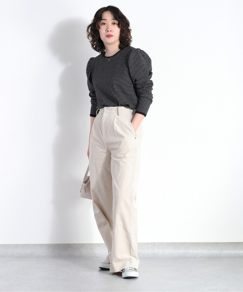 cepo（セポ）の「ボーダーパフスリーブロンＴｅｅ（Tシャツ/カットソー・レディース・ブラウン/ブラック/オフホワイト/アイボリー・M）」の20枚目の写真