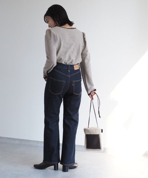 cepo（セポ）の「ボーダーパフスリーブロンＴｅｅ（Tシャツ/カットソー・レディース・ブラウン/ブラック/オフホワイト/アイボリー・M）」の9枚目の写真