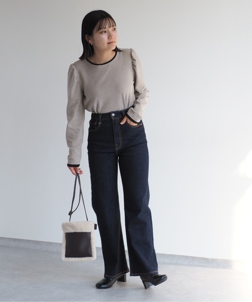 cepo（セポ）の「ボーダーパフスリーブロンＴｅｅ（Tシャツ/カットソー・レディース・ブラウン/ブラック/オフホワイト/アイボリー・M）」の7枚目の写真