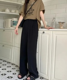 バックウエストゴムハイウエストストレートパンツ