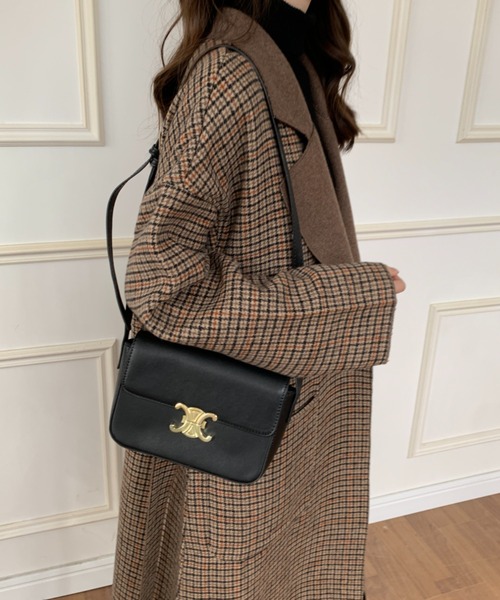 ECLIN（エクラン）の「ダブルフェイスチェック柄ロングチェスターコート（チェスターコート・レディース・チャコールグレー/ベージュ/ブラウン・FREE）」の10枚目の写真