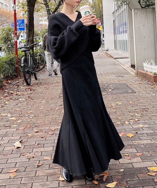 MIIA（ミーア）の「ロングマーメイドスカート（スカート・レディース・ブラック/ピンク/ボルドー・FREE）」の2枚目の写真