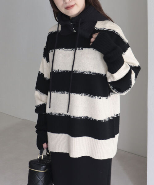 fredy emue（フレディエミュ）の「かすれボーダーニットプルオーバー（ニット/セーター・レディース・ホワイト系その他/ブラック系その他/ブルー系その他・38）」の22枚目の写真