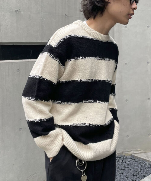 fredy emue（フレディエミュ）の「かすれボーダーニットプルオーバー（ニット/セーター・レディース・ホワイト系その他/ブラック系その他/ブルー系その他・38）」の6枚目の写真