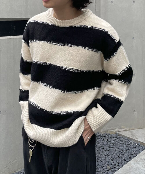 fredy emue（フレディエミュ）の「かすれボーダーニットプルオーバー（ニット/セーター・レディース・ホワイト系その他/ブラック系その他/ブルー系その他・38）」の8枚目の写真