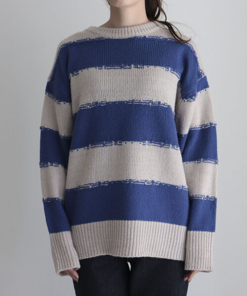 fredy emue（フレディエミュ）の「かすれボーダーニットプルオーバー（ニット/セーター・レディース・ホワイト系その他/ブラック系その他/ブルー系その他・38）」の10枚目の写真