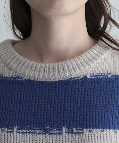 fredy emue（フレディエミュ）の「かすれボーダーニットプルオーバー（ニット/セーター・レディース・ホワイト系その他/ブラック系その他/ブルー系その他・38）」の14枚目の写真