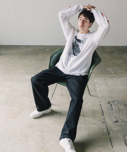 VANS（バンズ）の「別注：VANS/ヴァンズ M PHOTO PRINT L TEE ロンT ビッグ シルエット（Tシャツ/カットソー・メンズ・ホワイト×レッド/ホワイト×ブラック/ブラック・S/M/L）」の16枚目の写真