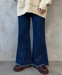 フリンジフレアデニムパンツ
