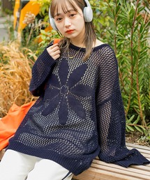 nemne store | 【低身長用サイズあり】花柄メッシュニットプルオーバー(ニット/セーター)